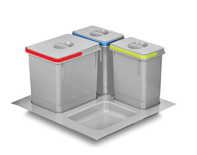 KOSZ  SEGREGACJA  *IQL*  60 - 3 wiadra, SZARY