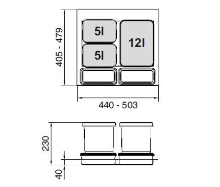KOSZ SEGREGACJA *ITALPLAST* 60 - 3 wiadra