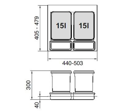 KOSZ SEGREGACJA *ITALPLAST* 60 - 2 wiadra