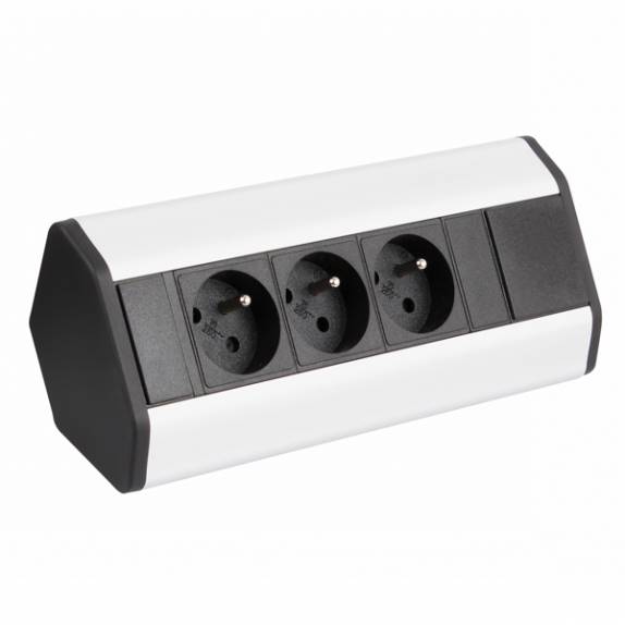 CORNER BOX aluminium 3x gniazdo z bolcem 1,8m