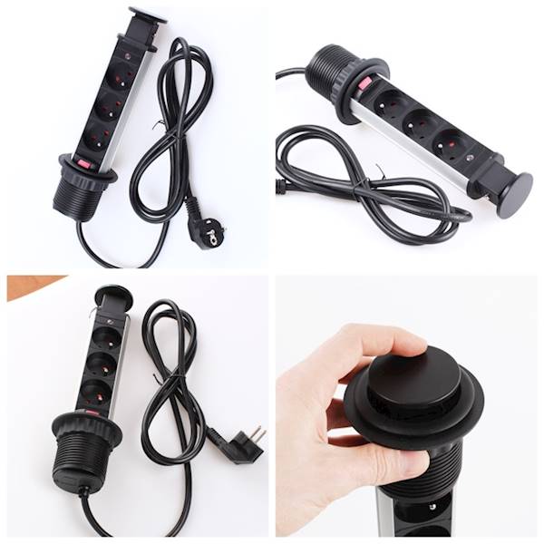Lift Box 3 GNIAZDA + USB czarny 