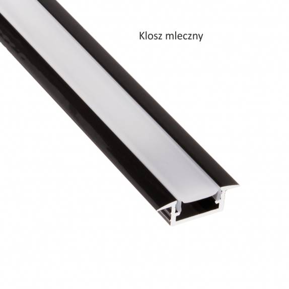 Profil czarny wpuszczany XL 2M klosz mleczny