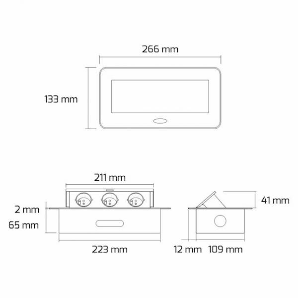 Power port 2 gn. z uziem. KASETA BIAŁA + USB