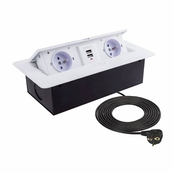 Power port 2 gn. z uziem. KASETA BIAŁA + USB
