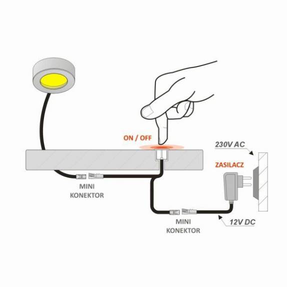 Włącznik sensorowy Biały 12V/36W