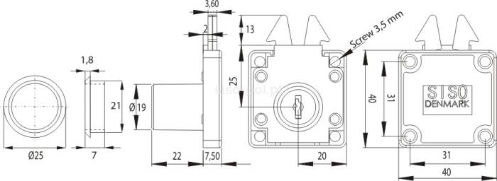 Zamek żaluzjowy X855 fi19x22mm