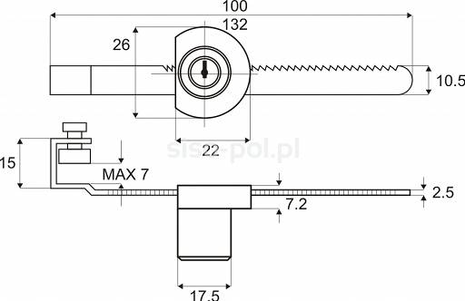 Zamek do szkła X750 L100