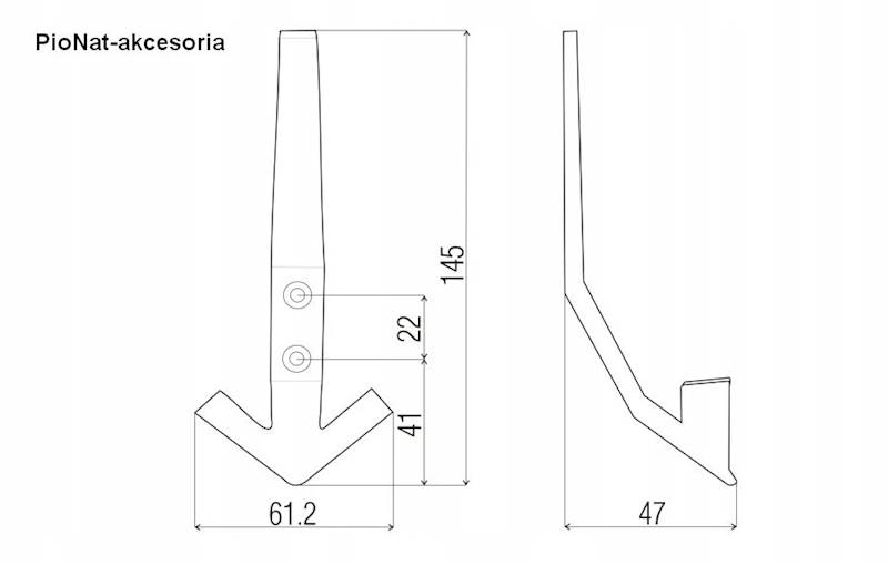 Wieszak meblowy WR09 duży CZARNY POŁYSK