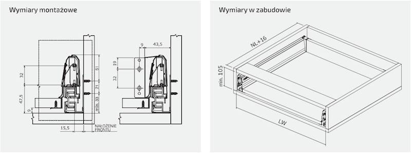 Szuflada MATRIX S35 350 mm  BIAŁA   HÄFELE