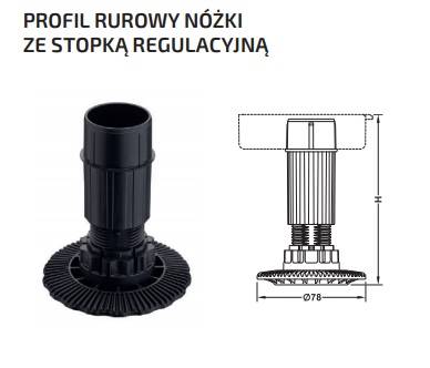 Nóżka AXILO słupek nogi H-125 Hafele (115-145)