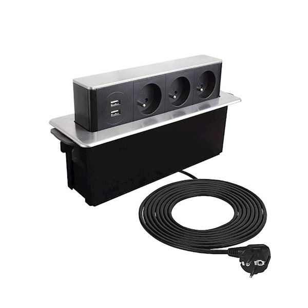 HOP BOX wpuszczane gniazdo meblowe z USB