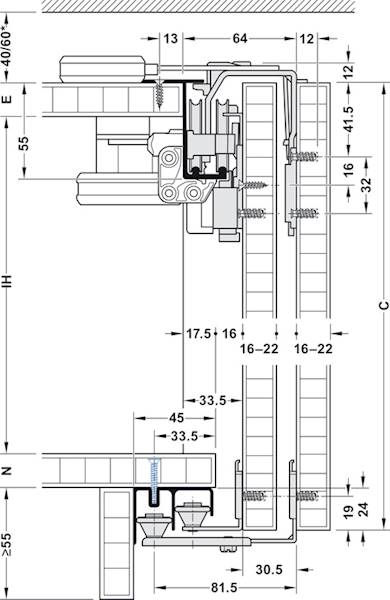  Häfele Slido F-Line42 50A  komplet