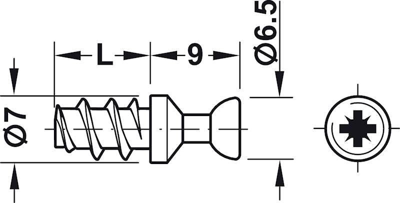 Trzpień łączący, Häfele Rafix M20, do otworu  5 mm