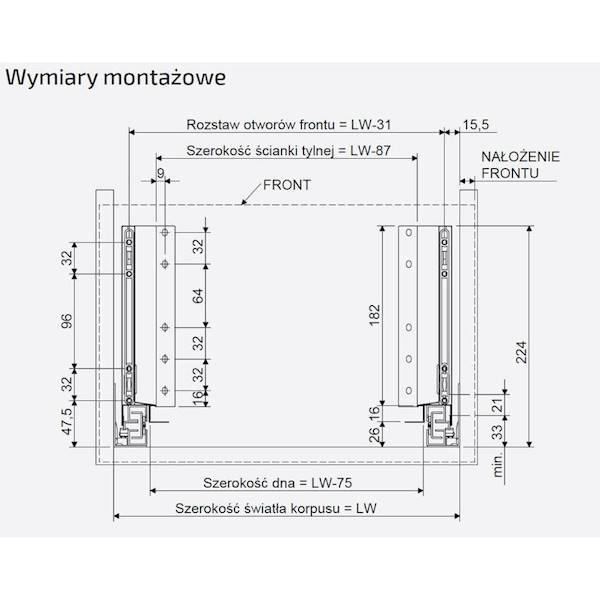 Szuflada Matrix S SLIM 500 H-199  czarna