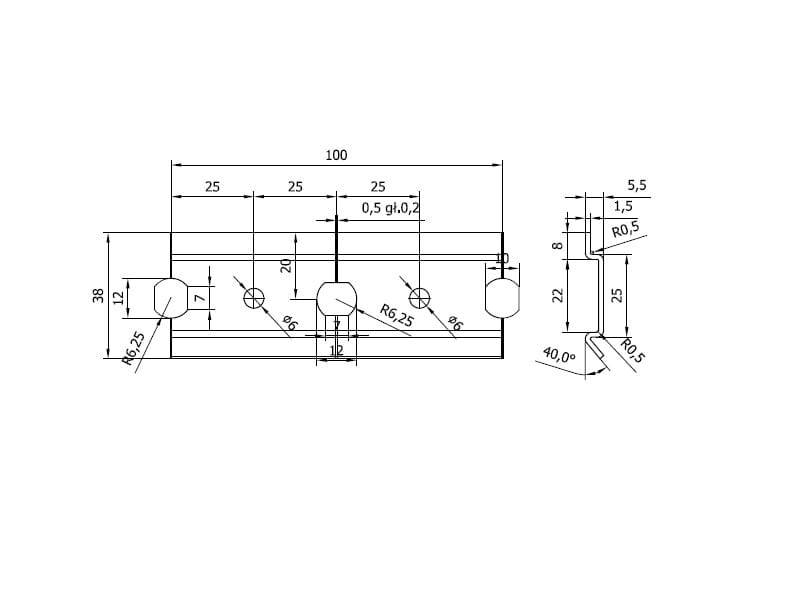 Listwa montażowa L-2000 mm gr.1,3