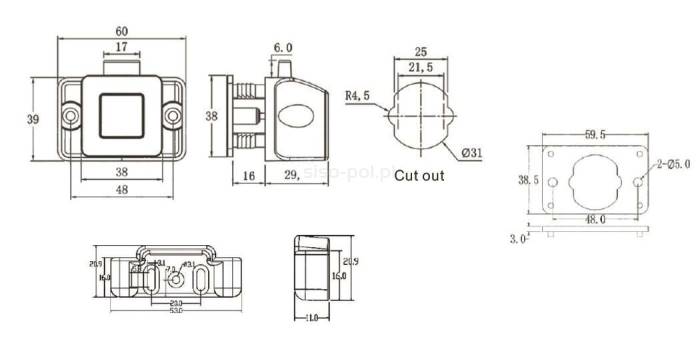 Zamek Caravan kwadratowy chrom