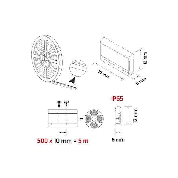 Taśma LED Neon Flex IP65 12W/m  Biały Neutralny
