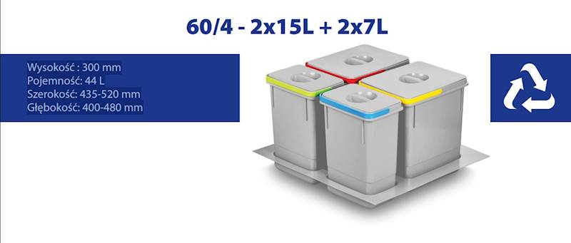 KOSZ  SEGREGACJA  *IQL*  60 - 4 wiadra, SZARY