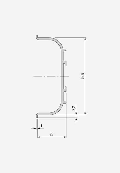 Listwa korytkowa pozioma C/ 2500 mm/ czarna