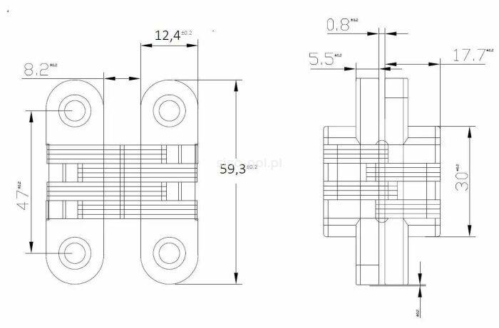 Zawias VICI 60 x 13 180 stopni  CZARNY