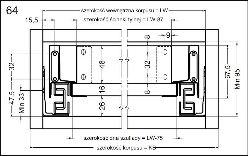Szuflada Matrix S SLIM H64 Antracyt L-500