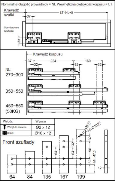Szuflada Matrix S SLIM H135 Czarna L- 270