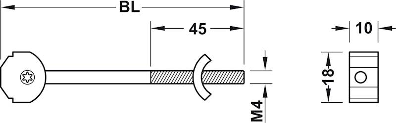 Złącze do blatu ZIPBOLT 20 mm L-100 do 12 mm