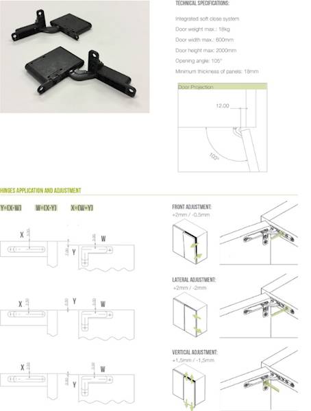 Zawias niewidoczny Prawy Czarny