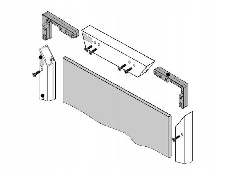 Komplet do ramki alu 4 x kątownik + wkręty M4x12