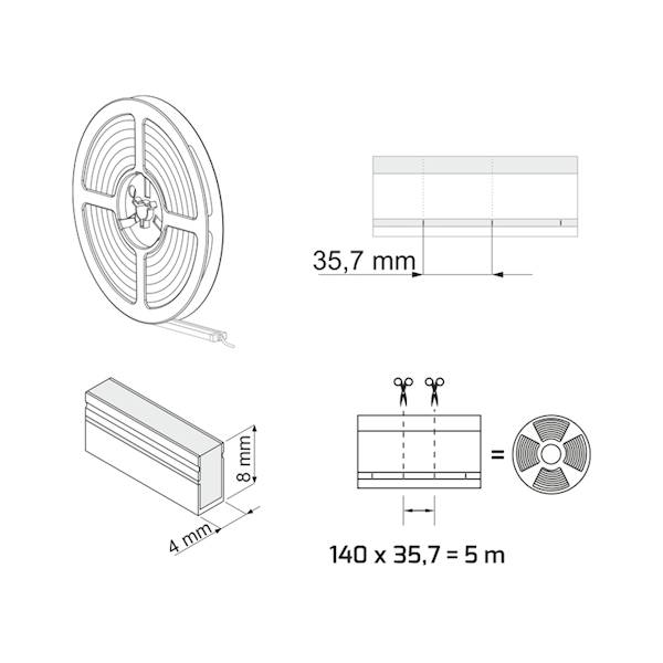 Taśma LED Neon Flex Slim 4x8mm  biała ciepła 12v