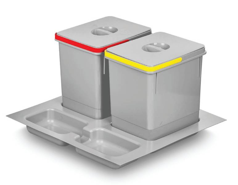 KOSZ  SEGREGACJA  *IQL*  60 - 2 wiadra, SZARY