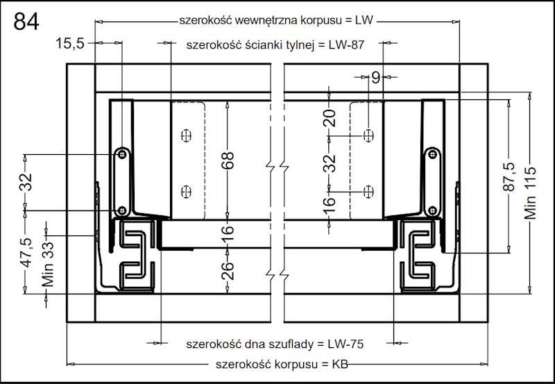 Szuflada Matrix S SLIM  H- 84 Biała L- 270