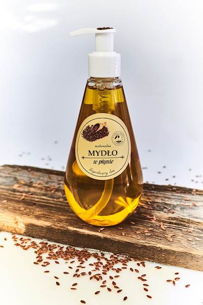 NATURALNE MYDŁO W PŁYNIE -  lniane 300ml