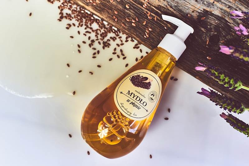 NATURALNE MYDŁO W PŁYNIE -  lniane 300ml
