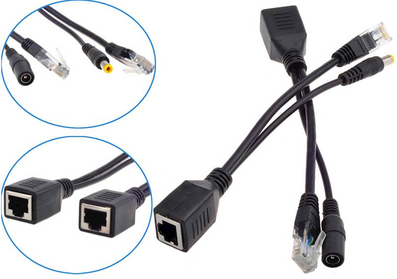 Adapter zasilania po skrętce POE czarny