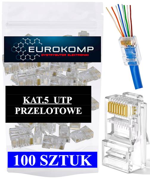 Wtyk RJ45 kat5E drut przelotowy