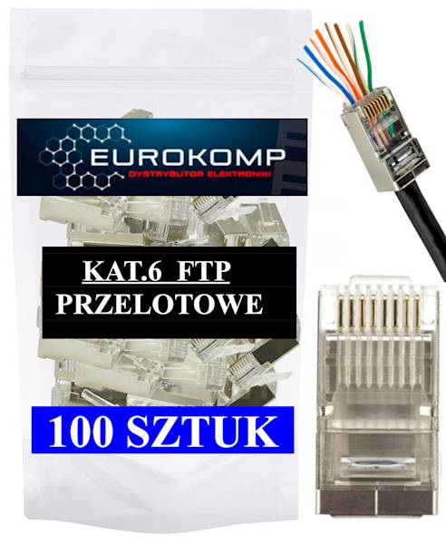 Wtyk RJ45 kat6 drut pass through ekran