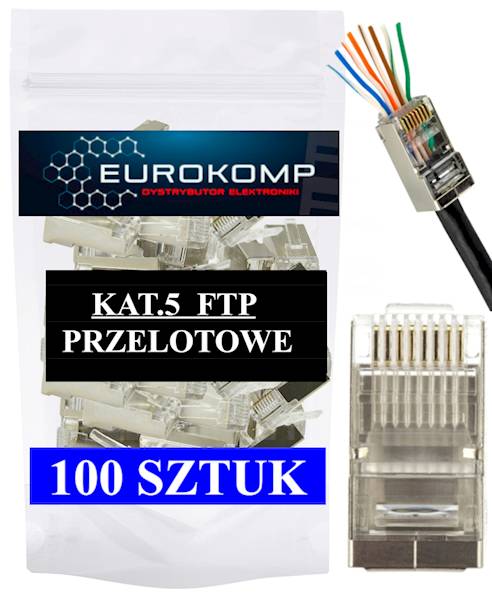 Wtyk RJ45 kat5e drut pass through ekran