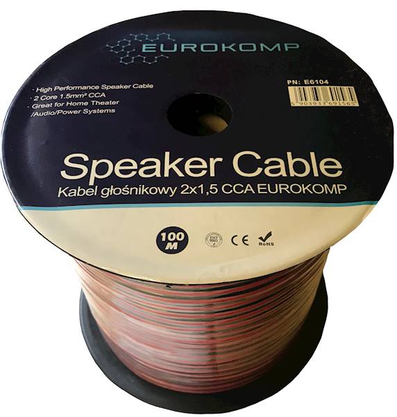 Kabel głośnikowy 2x1,5 CCA czarno-czerwony
