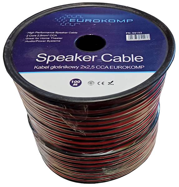 Kabel głośnikowy 2x2,5 CCA czarno-czerwony