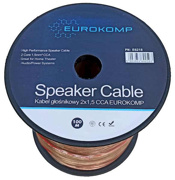 Kabel głośnikowy 2x1,5 CCA transparentny