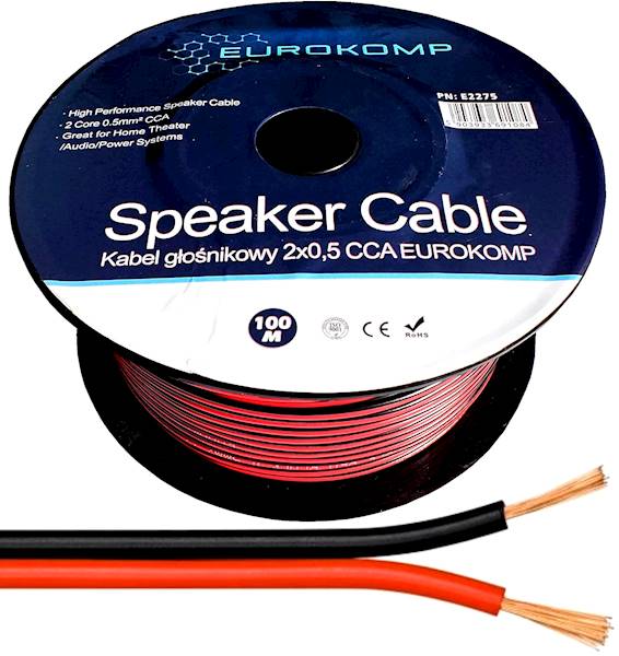 Kabel głośnikowy 2x0,5 CCA czarno-czerwony