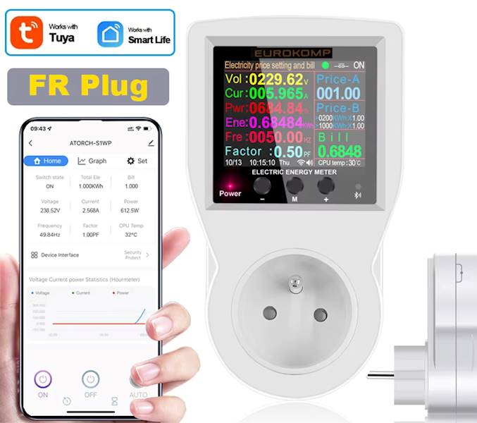 Termostat z gniazdem 230V WiFi Tuya