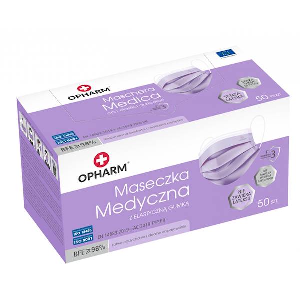 MASKA MEDYCZNA OPHARM 50szt. PASTEL VIOLET