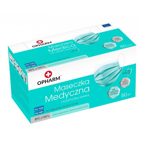 MASKA MEDYCZNA OPHARM 50szt. PASTEL TURQUOISE