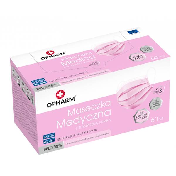 MASKA MEDYCZNA OPHARM 50szt. PASTEL PINK