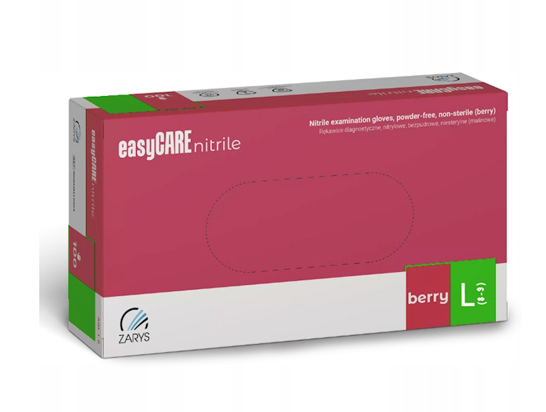 ZARYS Rękawice easyCARE nitrylowe bezpud. malina L