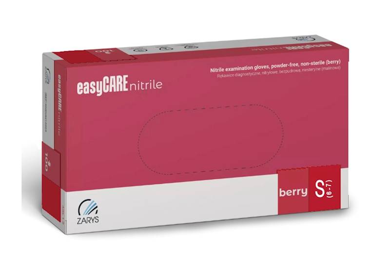ZARYS Rękawice easyCARE nitrylowe bezpud. malina S
