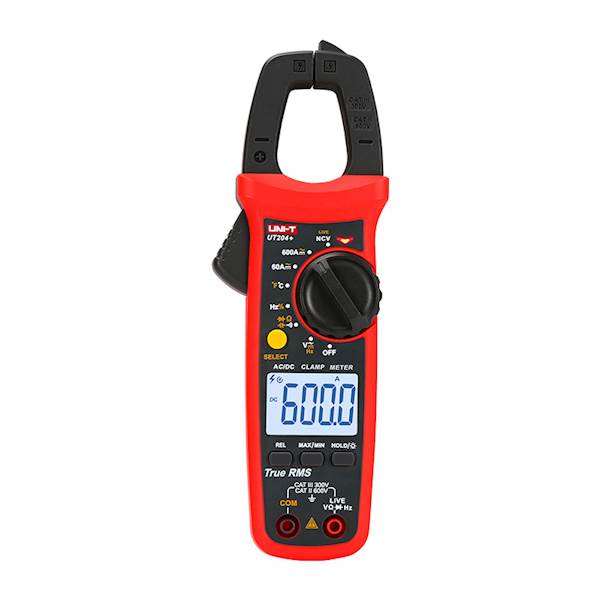 Miernik UT204+ cęgowy 600A 600V AC/DC NCV, TrueRMS + pojemność, częstotliwość, temperatura