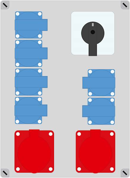 ELO 2x32/4 + 6x230V*6x10A + wyłącznik TRG IP44 